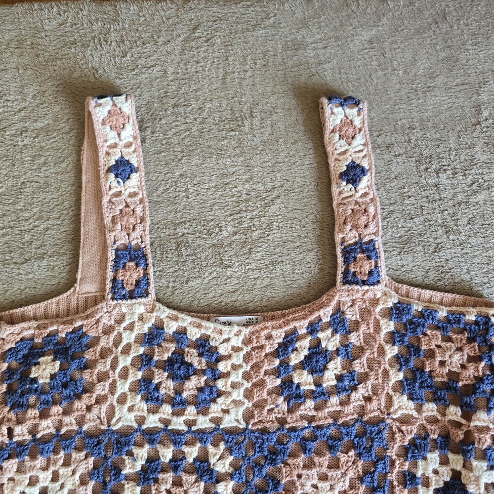 Dex Granny Square Crotched Tank Top Size Medium - Picture 7 of 12